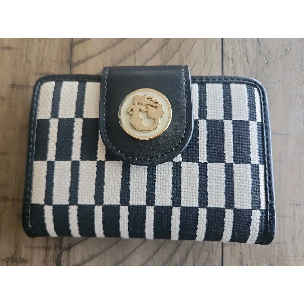 Spartina 449 Wallet Black Cream Rhett Yacht Club Geometric Linen Leather Coastal - Picture 16 of 16